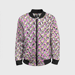 Детский бомбер Абстрактный узор серо-розовый