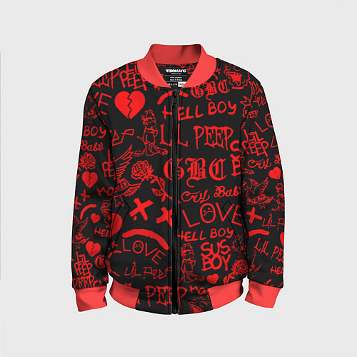 Детский бомбер Lil peep логотипы / 3D-Красный – фото 1