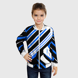 Бомбер детский Чёрно-синие полосы на белом фоне, цвет: 3D-белый — фото 2