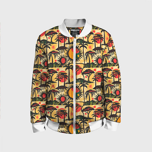 Детский бомбер Африка солнце пальмы / 3D-Белый – фото 1
