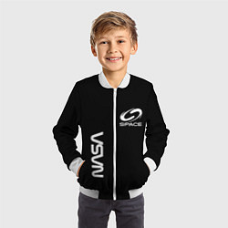 Бомбер детский Nasa space logo white, цвет: 3D-белый — фото 2