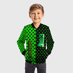 Бомбер детский Minecraft creeper pattern, цвет: 3D-черный — фото 2