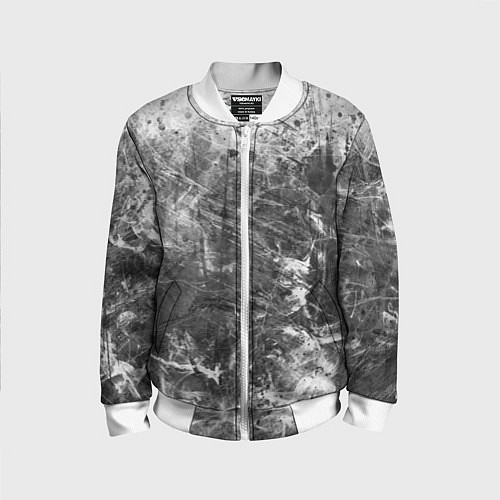 Детский бомбер Абстракция - серый дым / 3D-Белый – фото 1