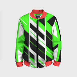 Детский бомбер Black and green stripes on a white background