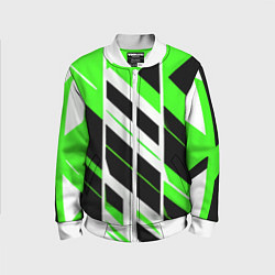 Детский бомбер Black and green stripes on a white background