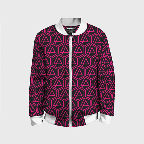 Детский бомбер Linkin park pink logo / 3D-Белый – фото 1