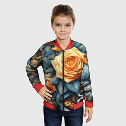 Бомбер детский Композиция из всякой всячины с розой - нейросеть, цвет: 3D-красный — фото 2