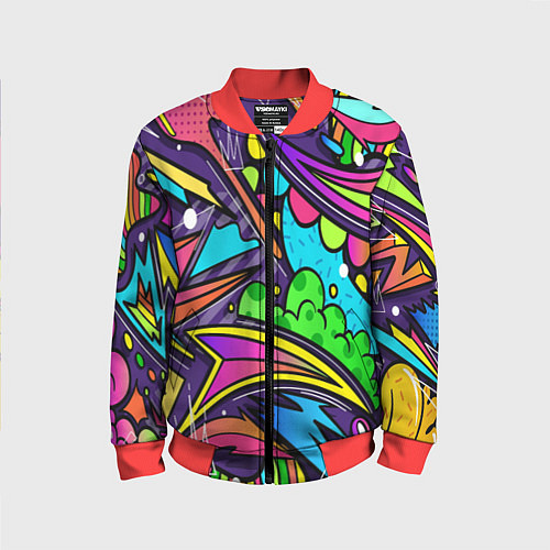 Детский бомбер Яркое граффити / 3D-Красный – фото 1