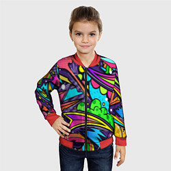 Бомбер детский Яркое граффити, цвет: 3D-красный — фото 2