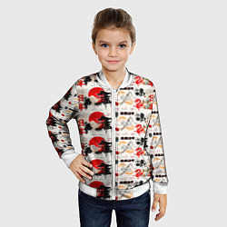 Бомбер детский Японские символы и элементы культуры, цвет: 3D-белый — фото 2