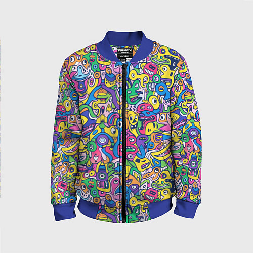 Детский бомбер Рожицы разноцветные / 3D-Синий – фото 1