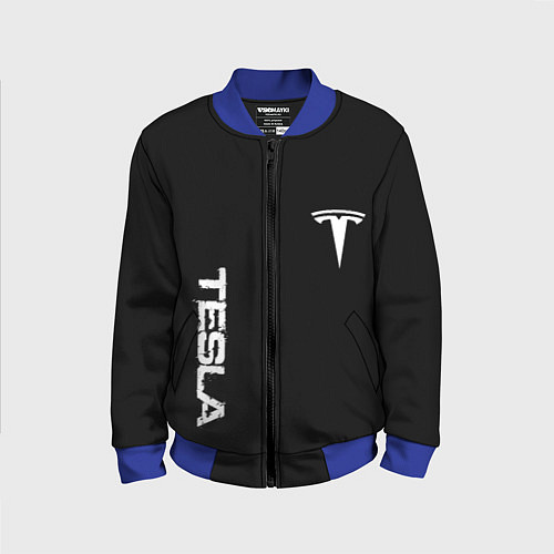Детский бомбер Tesla logo white / 3D-Синий – фото 1