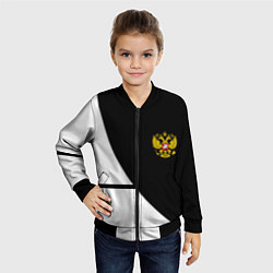 Бомбер детский Герб РФ текстура спорт, цвет: 3D-черный — фото 2