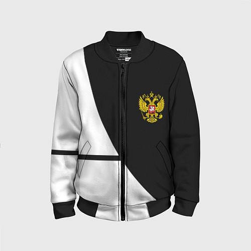 Детский бомбер Герб РФ текстура спорт / 3D-Черный – фото 1