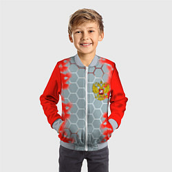 Бомбер детский Россия абстрактные соты, цвет: 3D-серый — фото 2