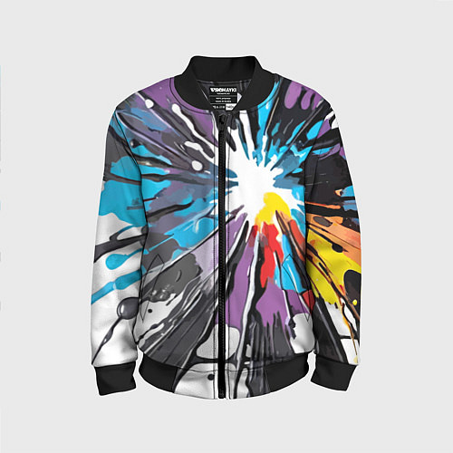 Детский бомбер Кляксы краски - абстракция / 3D-Черный – фото 1
