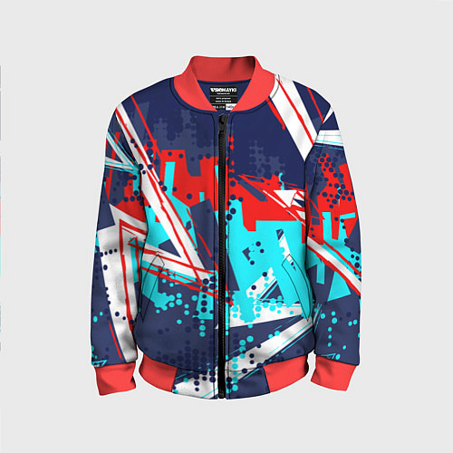Детский бомбер Яркий абстрактный узор для спорта / 3D-Красный – фото 1