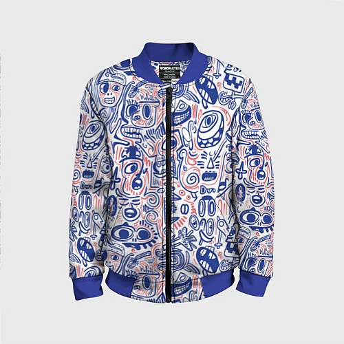 Детский бомбер Рожицы с узорами / 3D-Синий – фото 1
