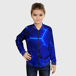 Бомбер детский Текстура темных синих неоновые плиты, цвет: 3D-синий — фото 2