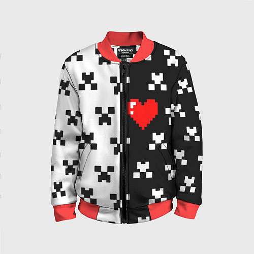 Детский бомбер Minecraft pattern love / 3D-Красный – фото 1