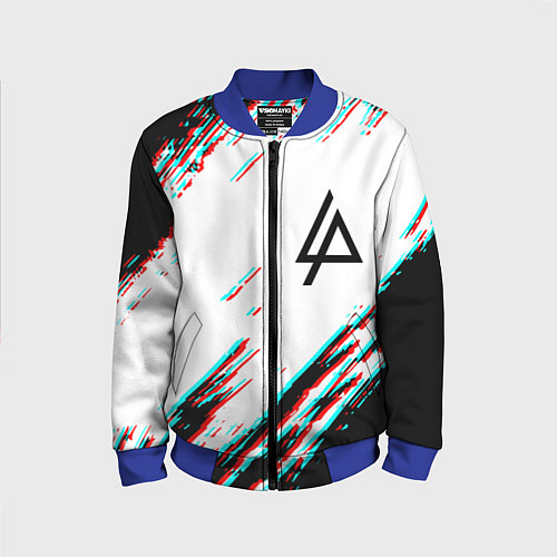 Детский бомбер Linkin park краски глитч / 3D-Синий – фото 1