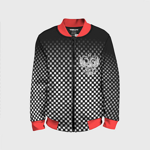 Детский бомбер Россия клетка паттерн / 3D-Красный – фото 1
