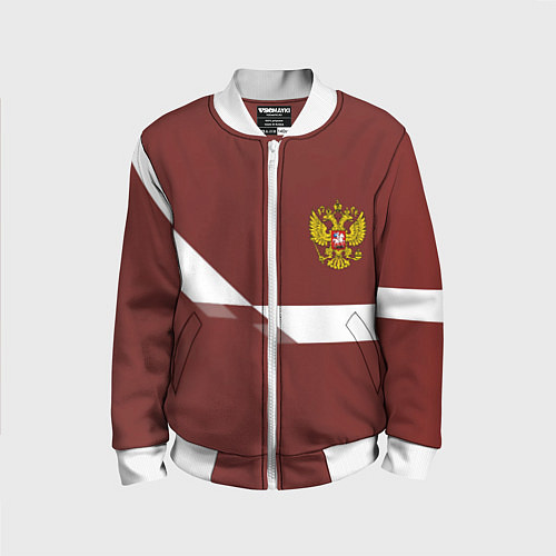 Детский бомбер Россия спорт геометрия / 3D-Белый – фото 1