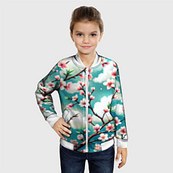 Бомбер детский Цветущие ветки японской сакуры, цвет: 3D-белый — фото 2