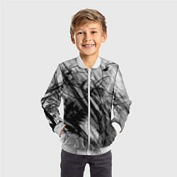 Бомбер детский Серый абстрактный серо-черный шрих, цвет: 3D-белый — фото 2