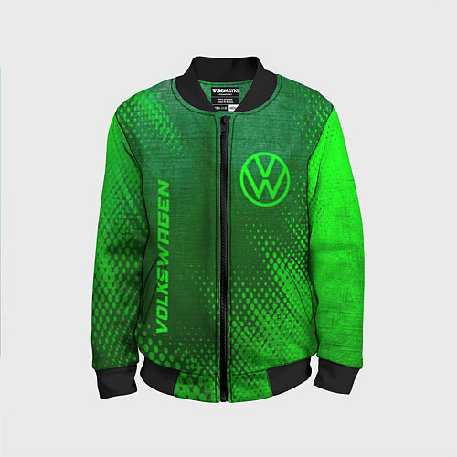 Детский бомбер Volkswagen - green gradient вертикально / 3D-Черный – фото 1