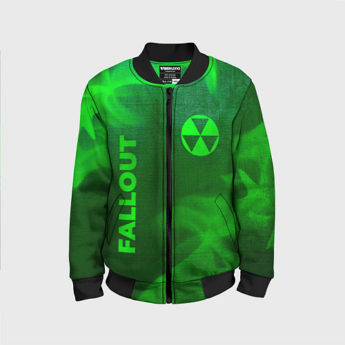 Детский бомбер Fallout - green gradient вертикально / 3D-Черный – фото 1