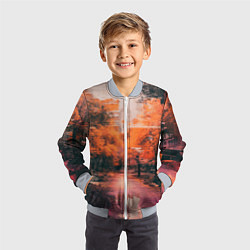 Бомбер детский Винтажные осенние улицы, цвет: 3D-серый — фото 2