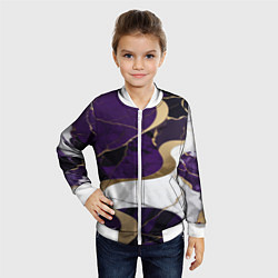 Бомбер детский Фиолетовый с белым и золотым, цвет: 3D-белый — фото 2