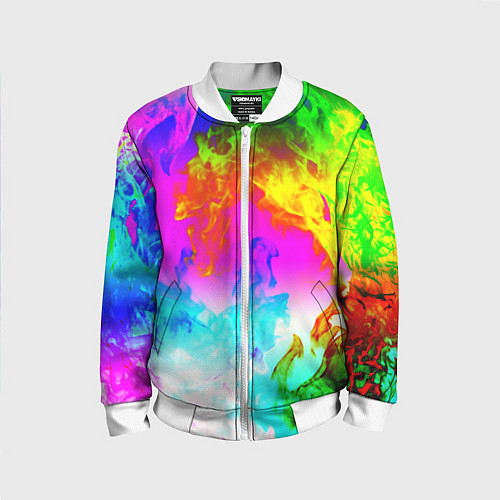 Детский бомбер Неоново кислотный огонь / 3D-Белый – фото 1