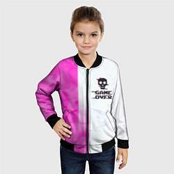 Бомбер детский Game over pink abstraction, цвет: 3D-черный — фото 2