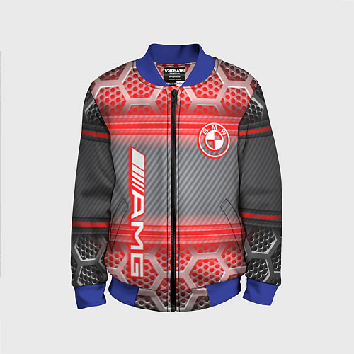 Детский бомбер BMW текстура мотор / 3D-Синий – фото 1