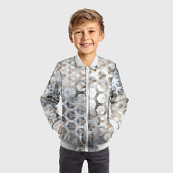 Бомбер детский Зеркальные соты с переливами света, цвет: 3D-белый — фото 2