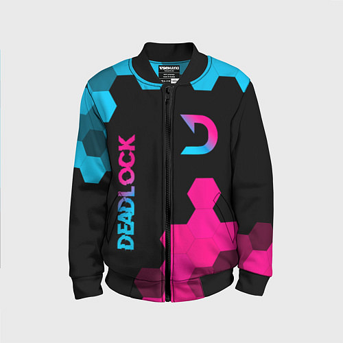Детский бомбер Deadlock - neon gradient вертикально / 3D-Черный – фото 1