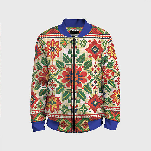 Детский бомбер Славянский узор и орнамент / 3D-Синий – фото 1