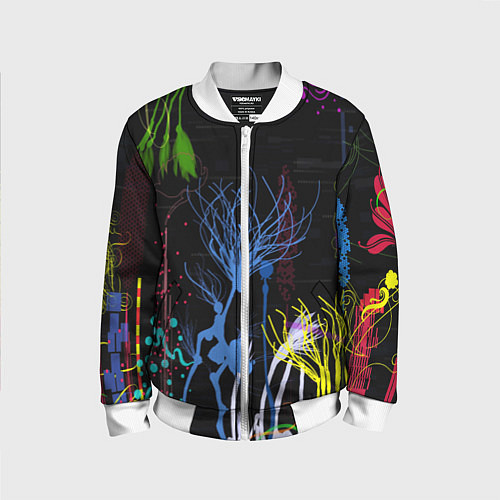 Детский бомбер Неоновый сюреализм / 3D-Белый – фото 1
