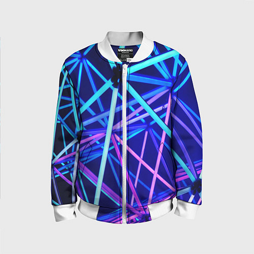 Детский бомбер Неоновая текстура геометрия / 3D-Белый – фото 1