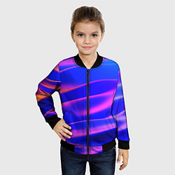 Бомбер детский Неоновые волны градиент, цвет: 3D-черный — фото 2