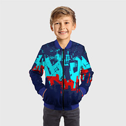 Бомбер детский Красно-синяя абстракция, цвет: 3D-синий — фото 2