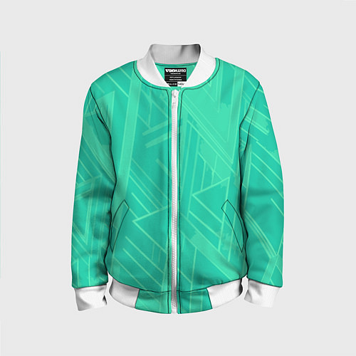 Детский бомбер Мятный зелёный однотонный геометричный / 3D-Белый – фото 1
