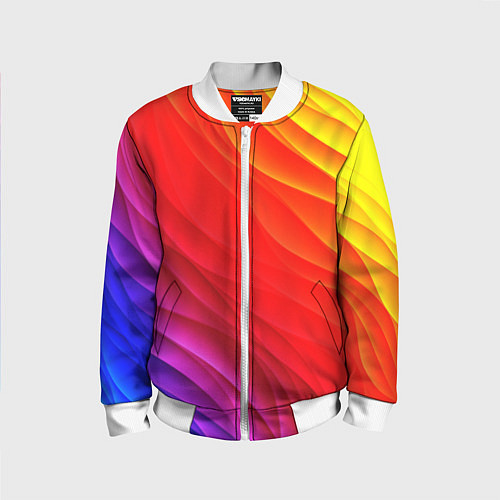 Детский бомбер Абстрактные волны текстура / 3D-Белый – фото 1