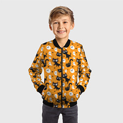 Бомбер детский Паттерн с черными кошками, цвет: 3D-черный — фото 2