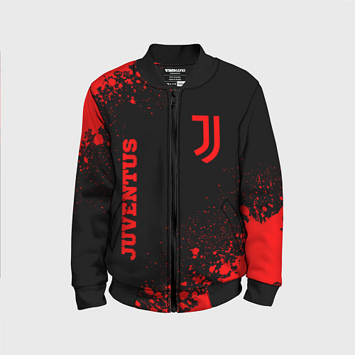 Детский бомбер Juventus - red gradient вертикально / 3D-Черный – фото 1