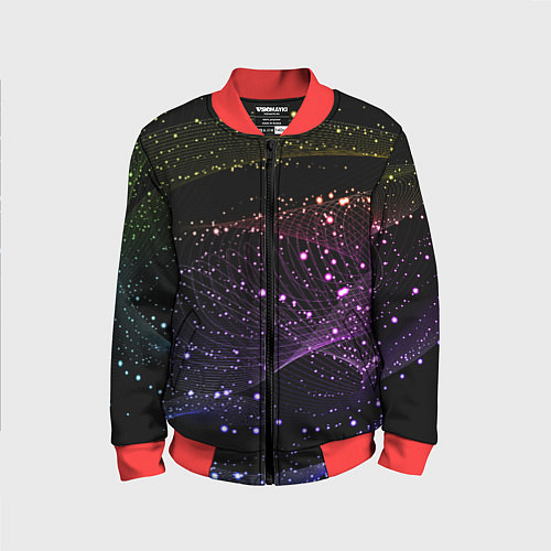 Детский бомбер Неоновые светящиеся линии и точки / 3D-Красный – фото 1