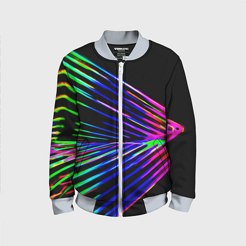 Детский бомбер Неоновый лучи текстура / 3D-Серый – фото 1