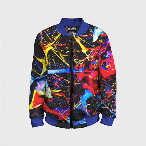 Детский бомбер Неоновые брызги красок / 3D-Синий – фото 1